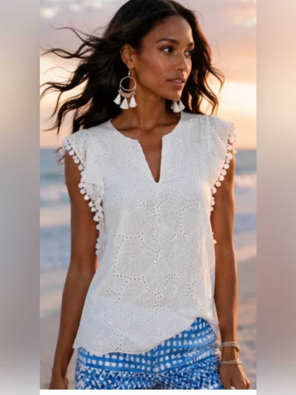 Lilly Pulitzer Astara Top in Resort White Leaf Eyelet Size XS